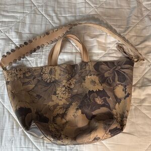 Floral Beige and Brown Shoulder Bag